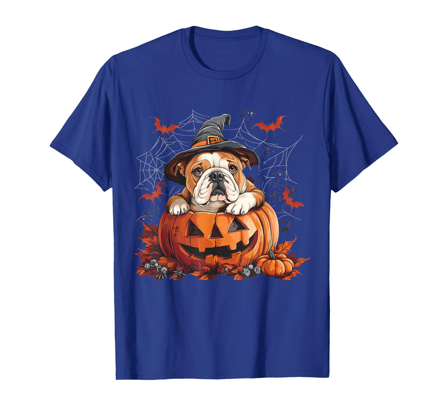 English Bulldog Pumpkin Halloween Thanksgiving Men Women Dog T-Shirt