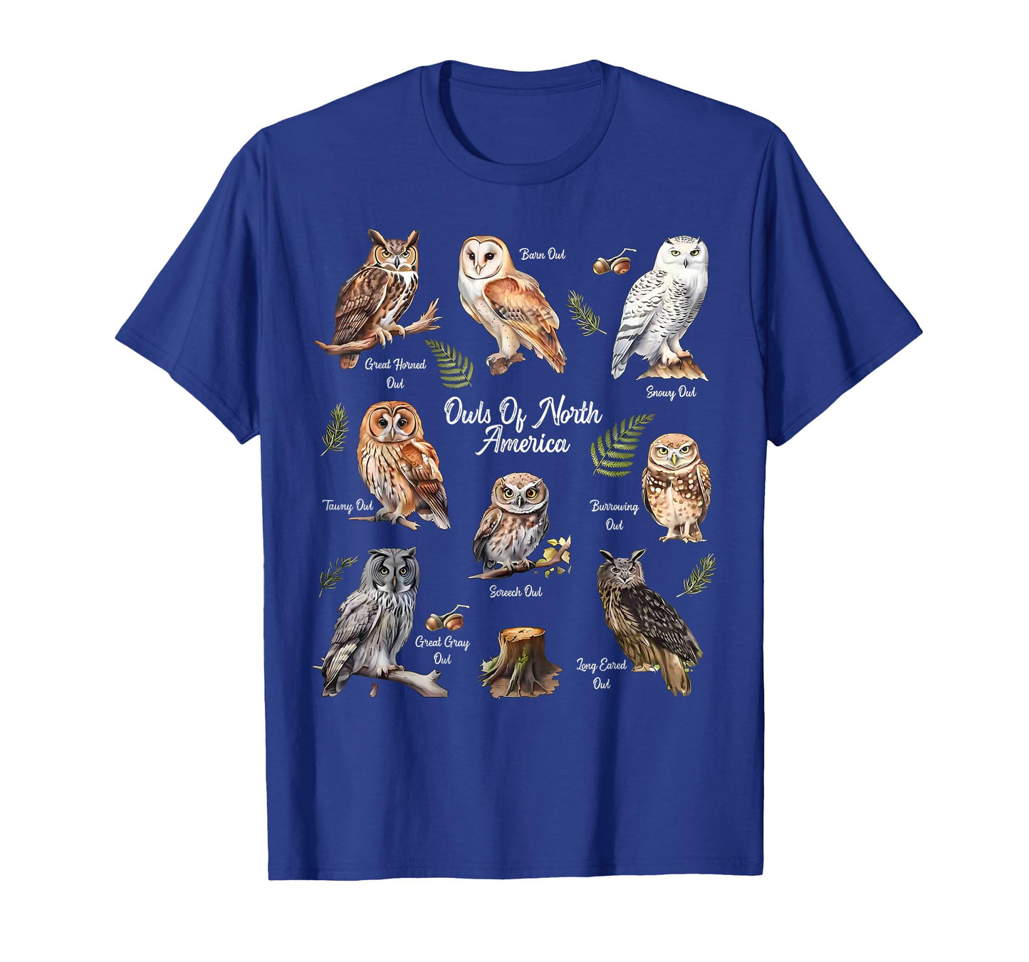 Owl Types North American Bird Of Prey Forest Bird Watcher T-Shirt