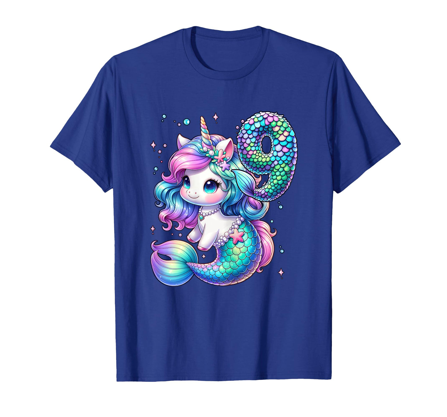 Unicorn Mermaid 9th Birthday 9 Year Old Party Girls Outfit T-Shirt