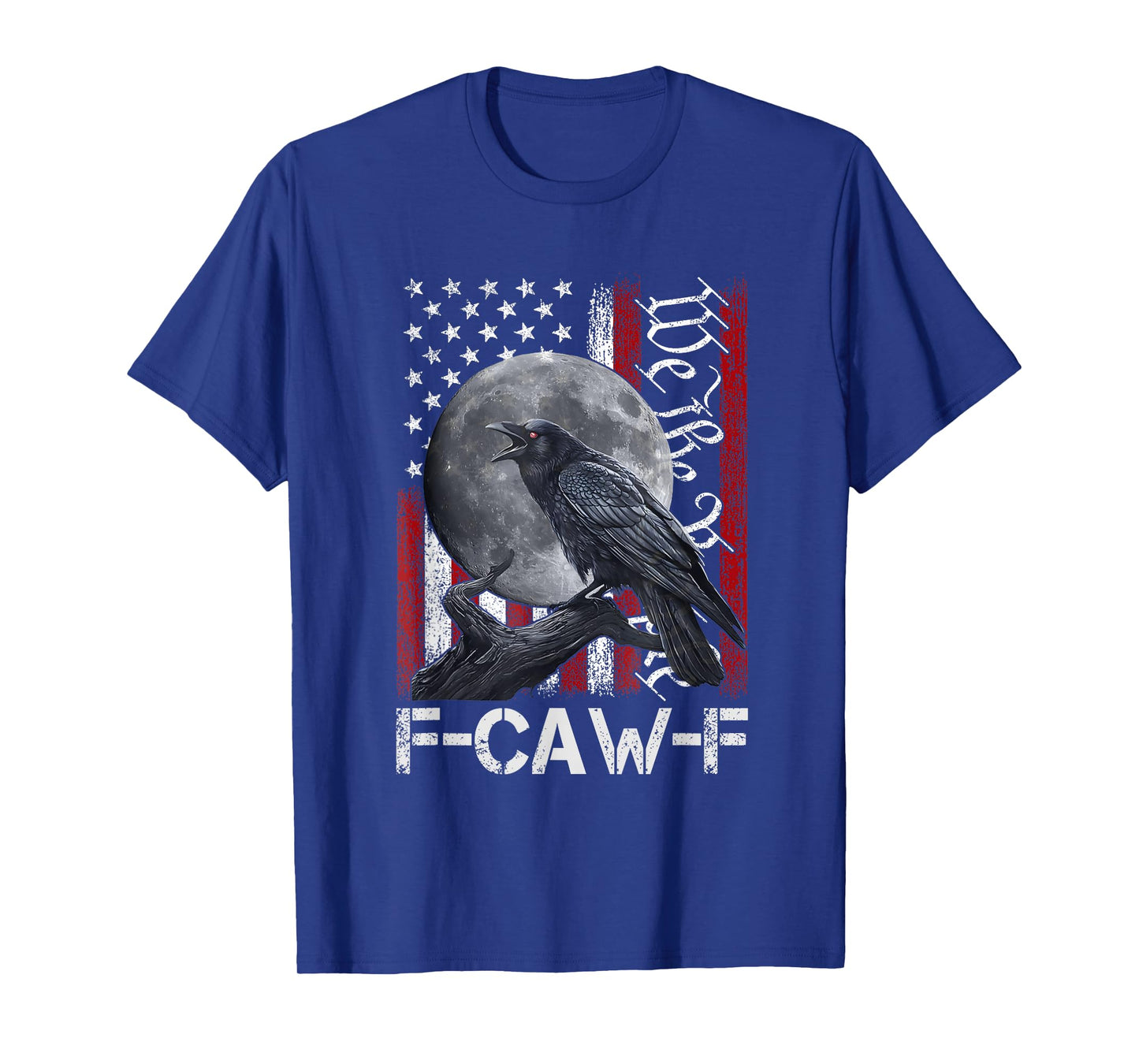 F-Caw-F Black Crow Black Bird Retro USA Flag Vintage F-Caw-F T-Shirt