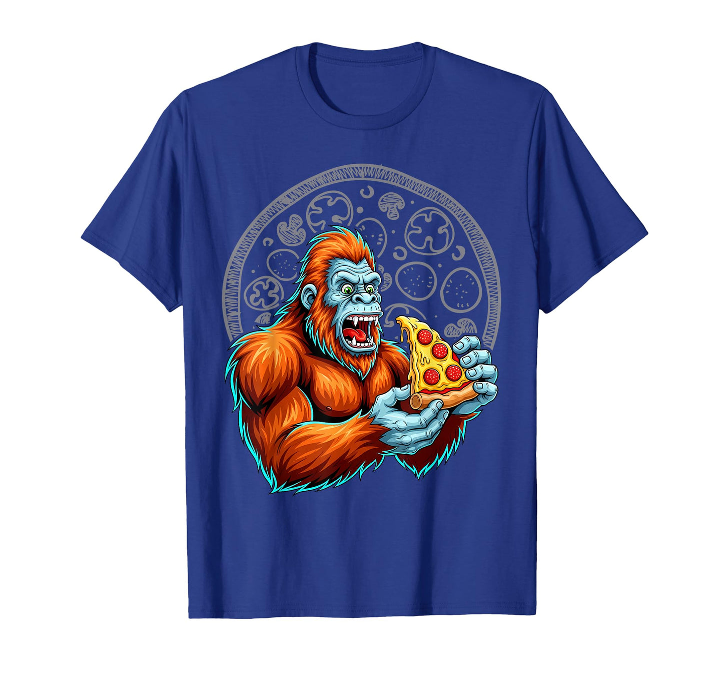 Bigfoot Eating Pizza Cute Sasquatch Funny T-Shirt
