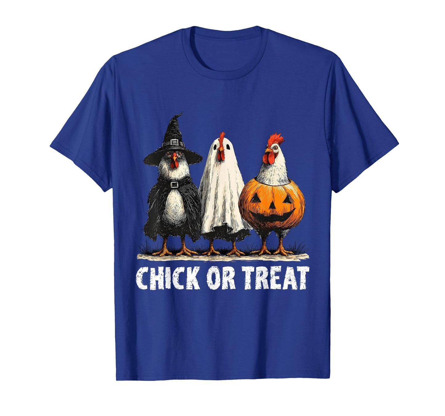 Horror Funny Chick Or Treat Chickens Ghost Witchy Halloween T-Shirt
