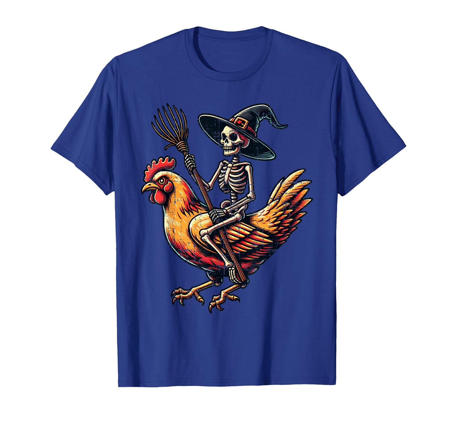 Skeleton Riding A Chicken Funny Halloween Pumpkin Boys T-Shirt