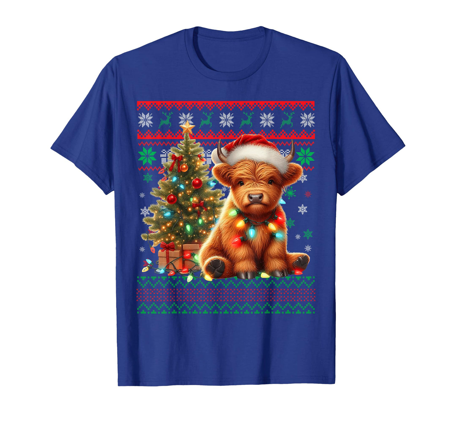 Scottish Highland Cow Christmas Funny Cow Lover Xmas T-Shirt