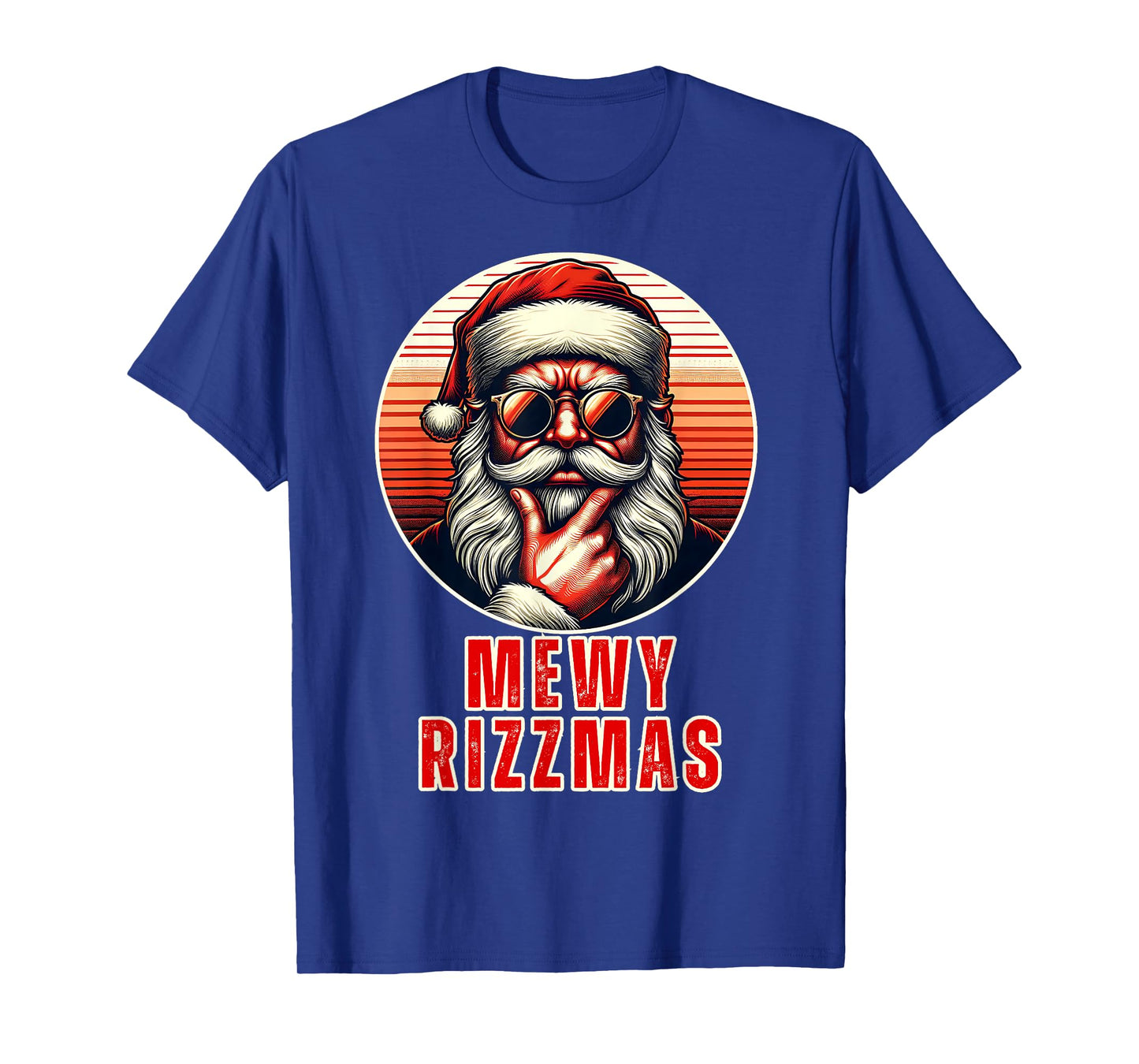 Mewy Rizzmas Funny Santa Mewing Joke Rizz Mens Christmas T-Shirt