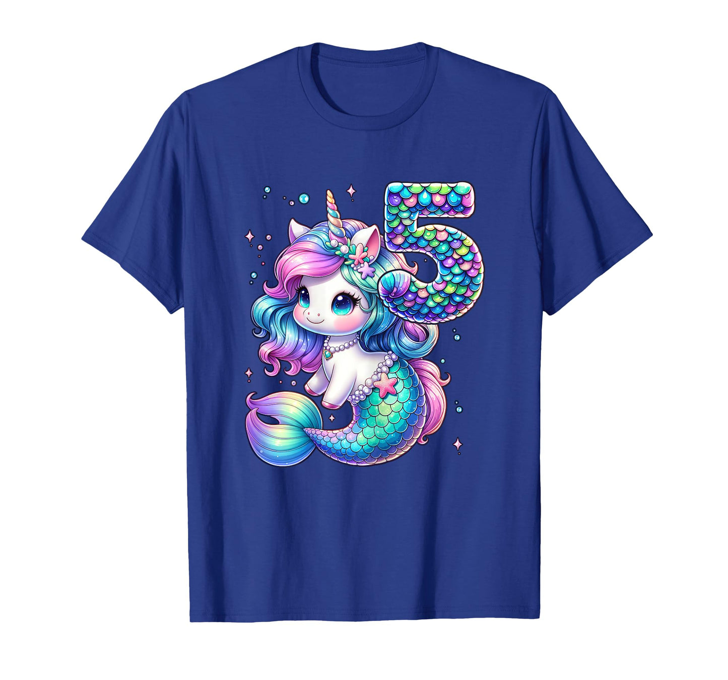 Unicorn Mermaid 5th Birthday 5 Year Old Party Girls Outfit T-Shirt