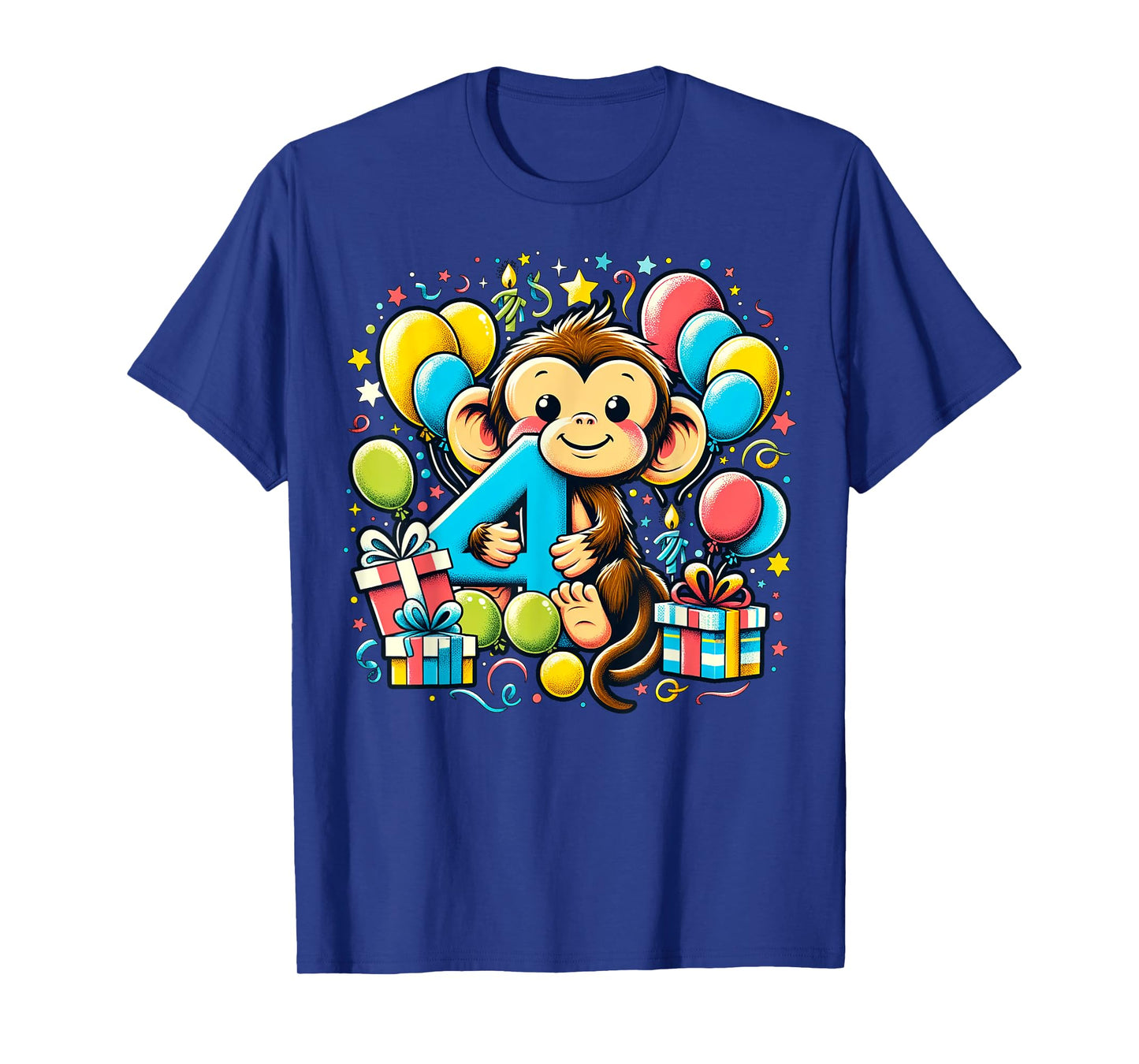 Monkey 4th birthday boy girl 4 years old fourth four Monkey T-Shirt