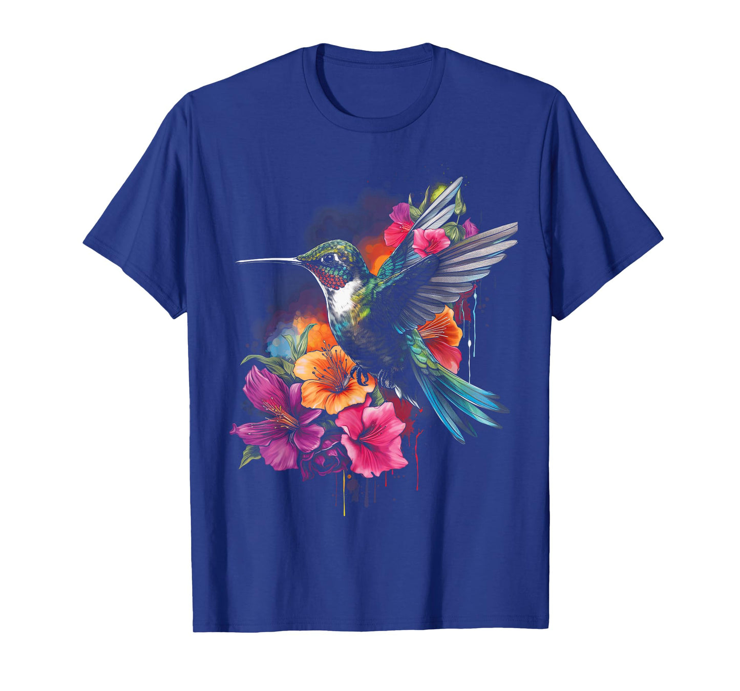 Hummingbird Floral Bird Artwork T-Shirt