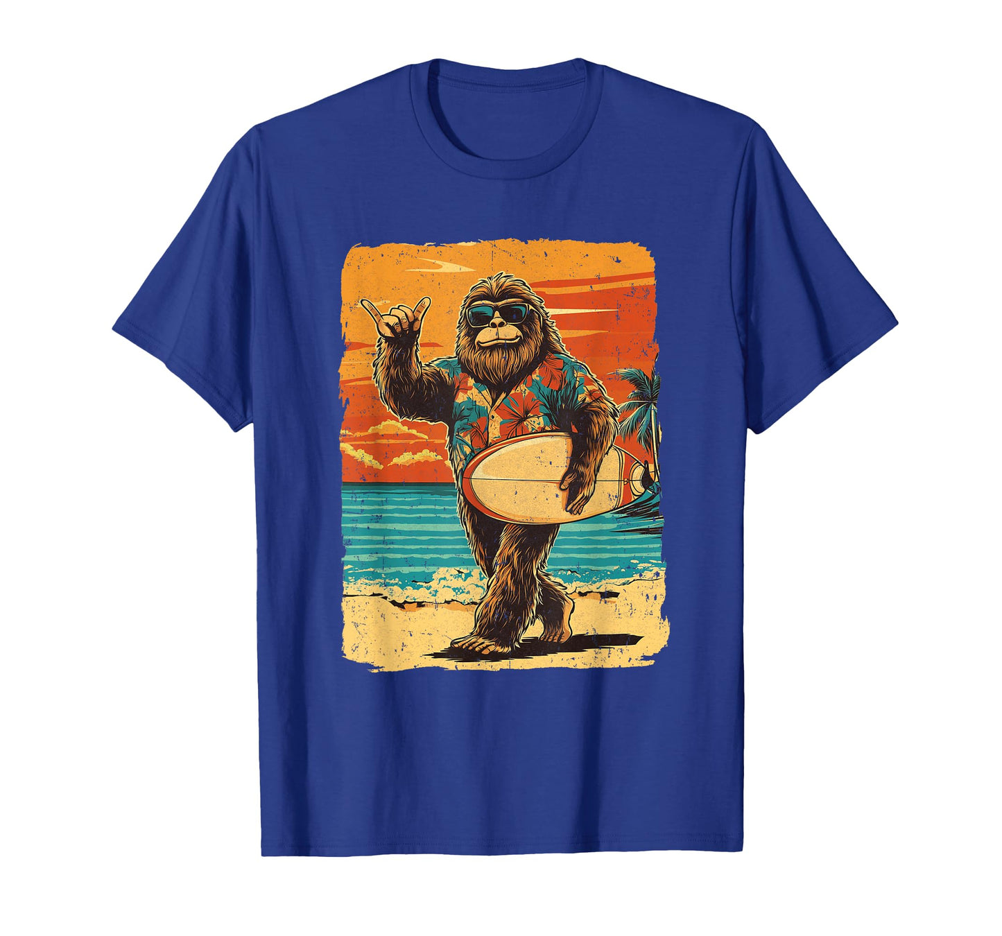 Funny Bigfoot Aloha Hawaiian Surfing Tropical Beach Surfer T-Shirt