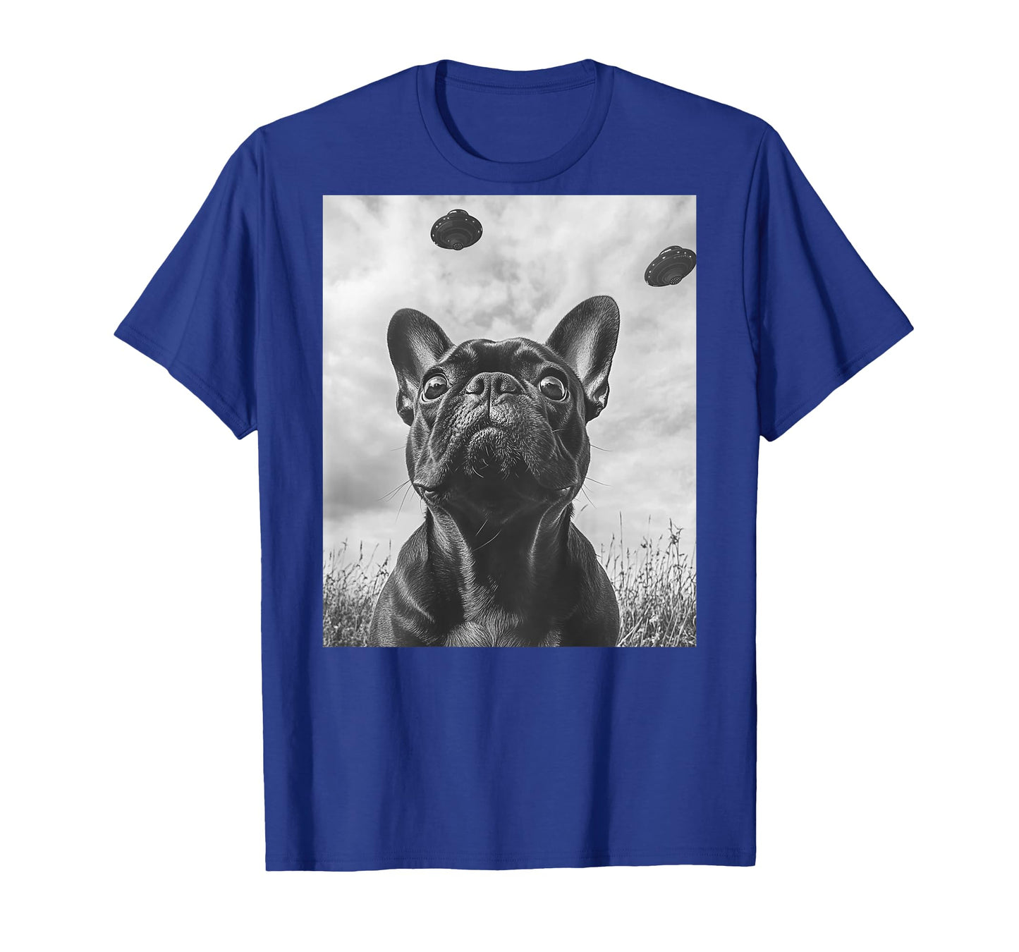 Funny graphic French Bulldog Frenchie UFO Alien Funny weird T-Shirt for Men Women Kids