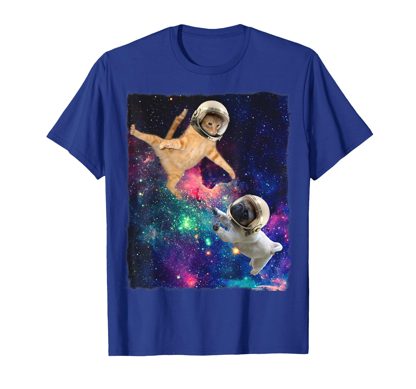 Cute Space Cat vs Space Dog Galaxy Epic Fight In Outer Space T-Shirt
