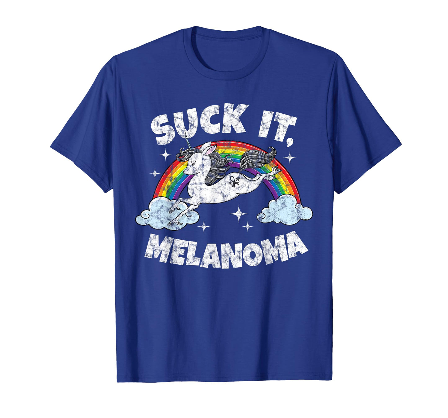 Suck It Melanoma Cancer Funny Quote Unicorn Rainbow T-Shirt
