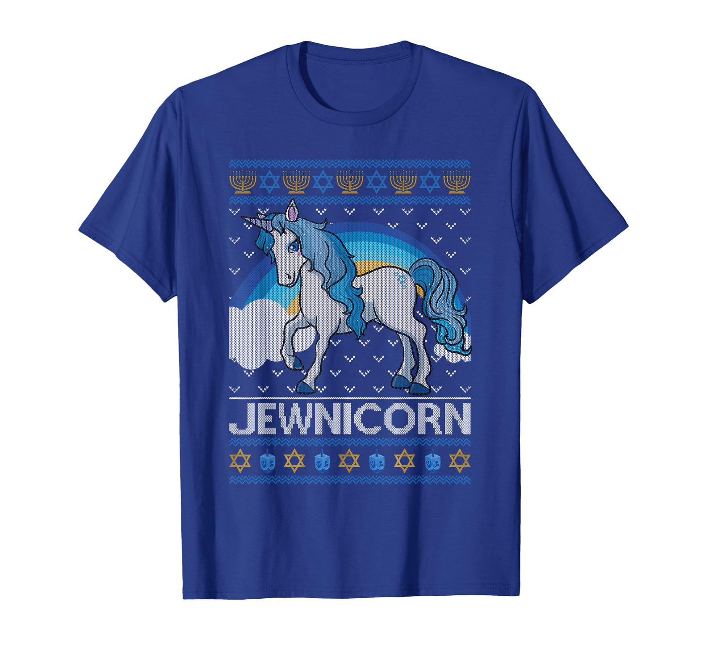 Funny Jewnicorn Jewish Unicorn Menorah Ugly Hanukkah Sweater T-Shirt