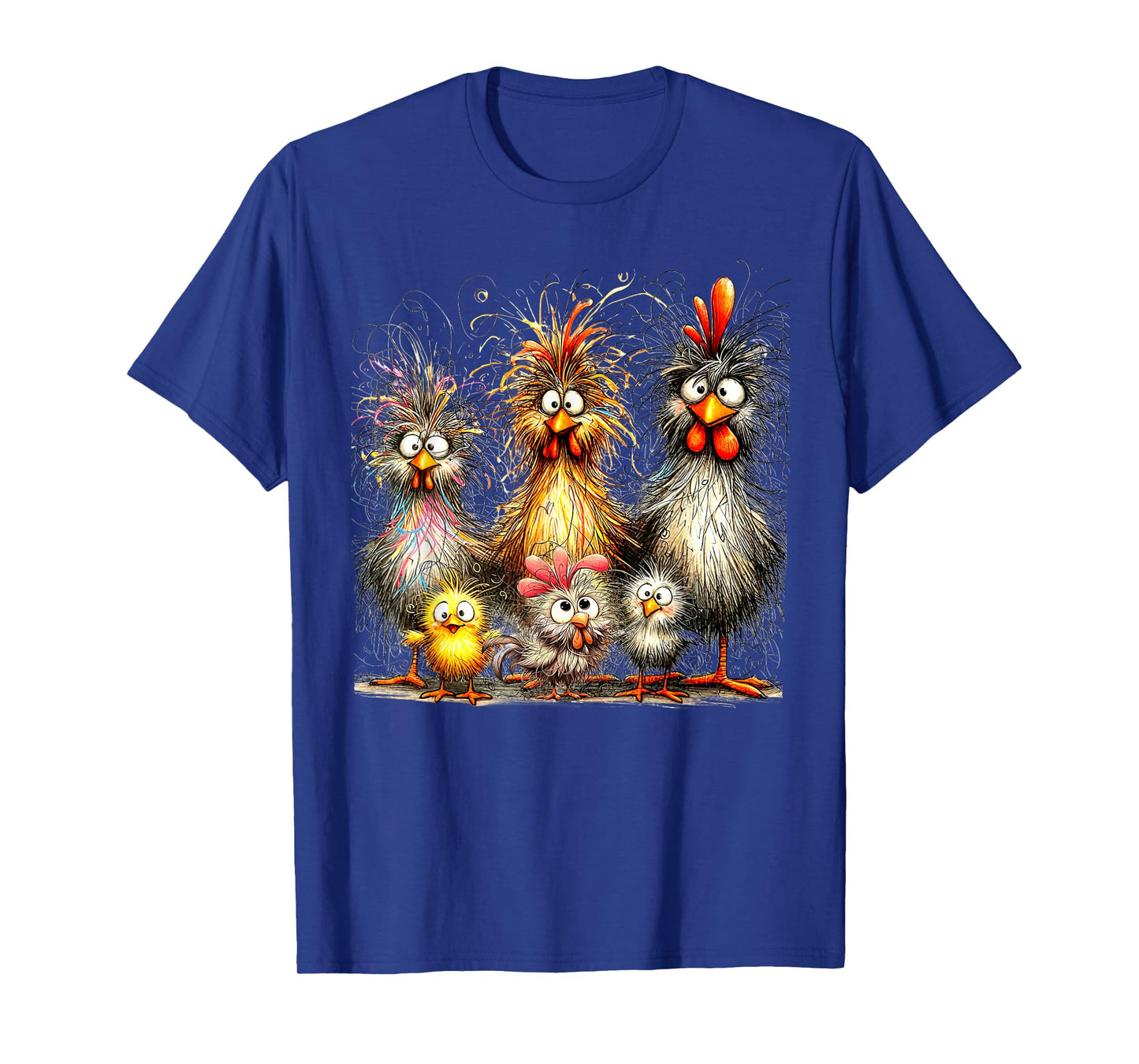 Funny Chicken Eagerlys Colorful Rufled Hair Painting Women T-Shirt