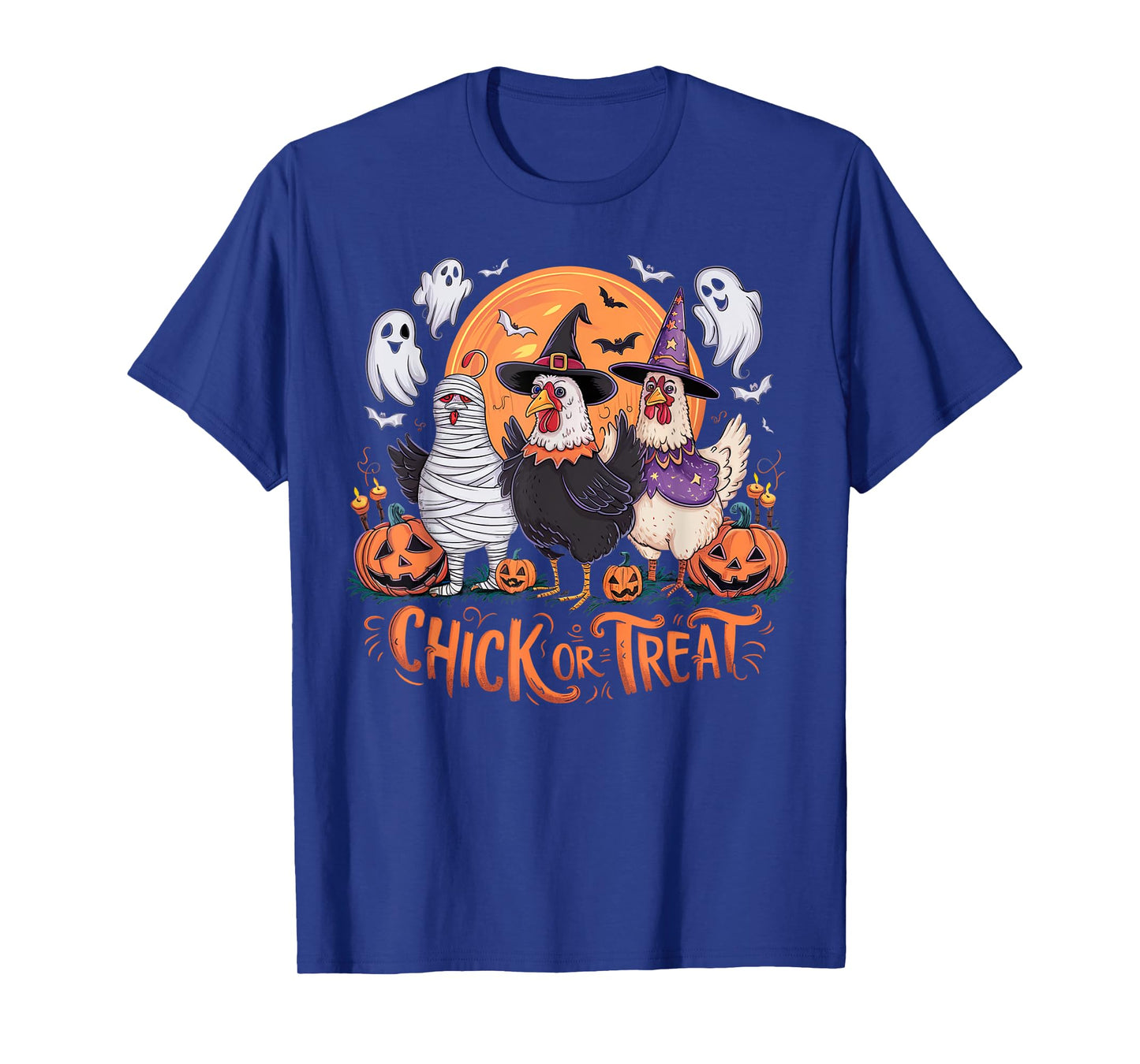 Halloween Chick Or Treat Pumpkin Spooky Witch Chicken Farmer T-Shirt