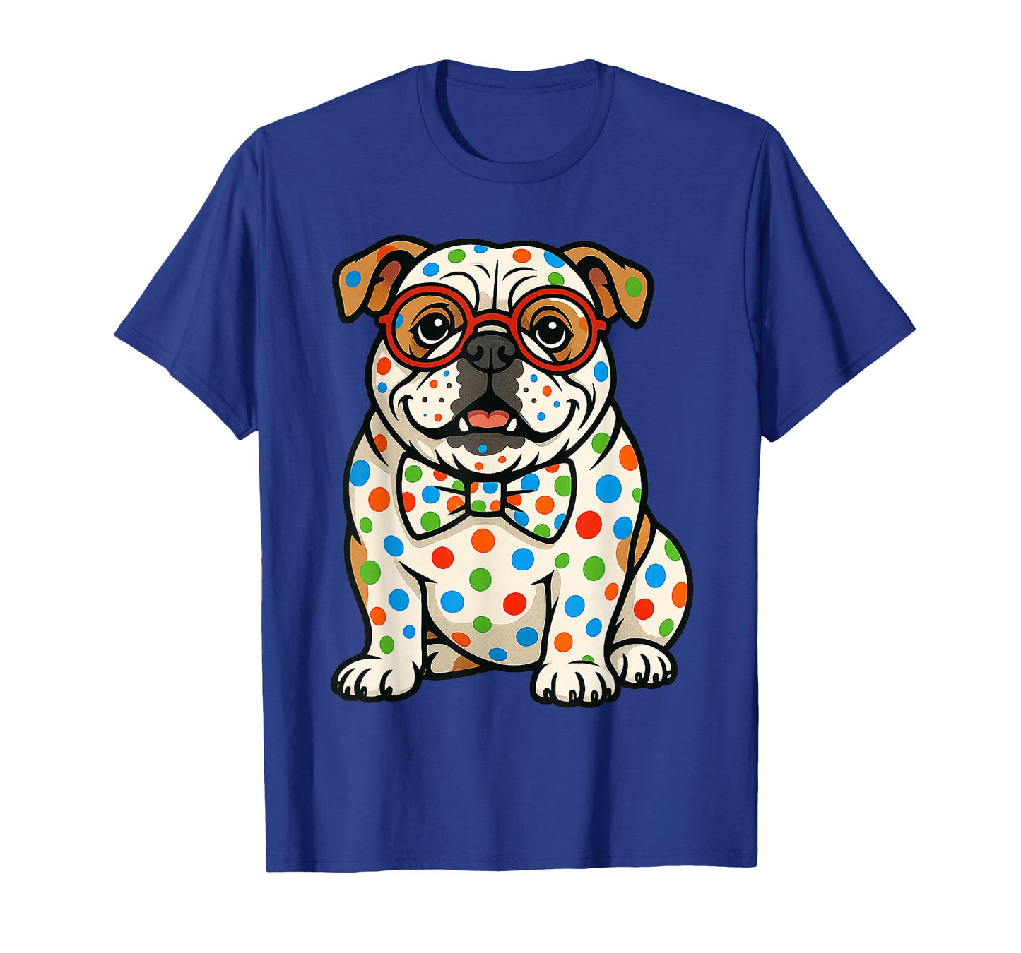 Dot Day Bulldog with Colorful Polka Dots for Kids T-Shirt