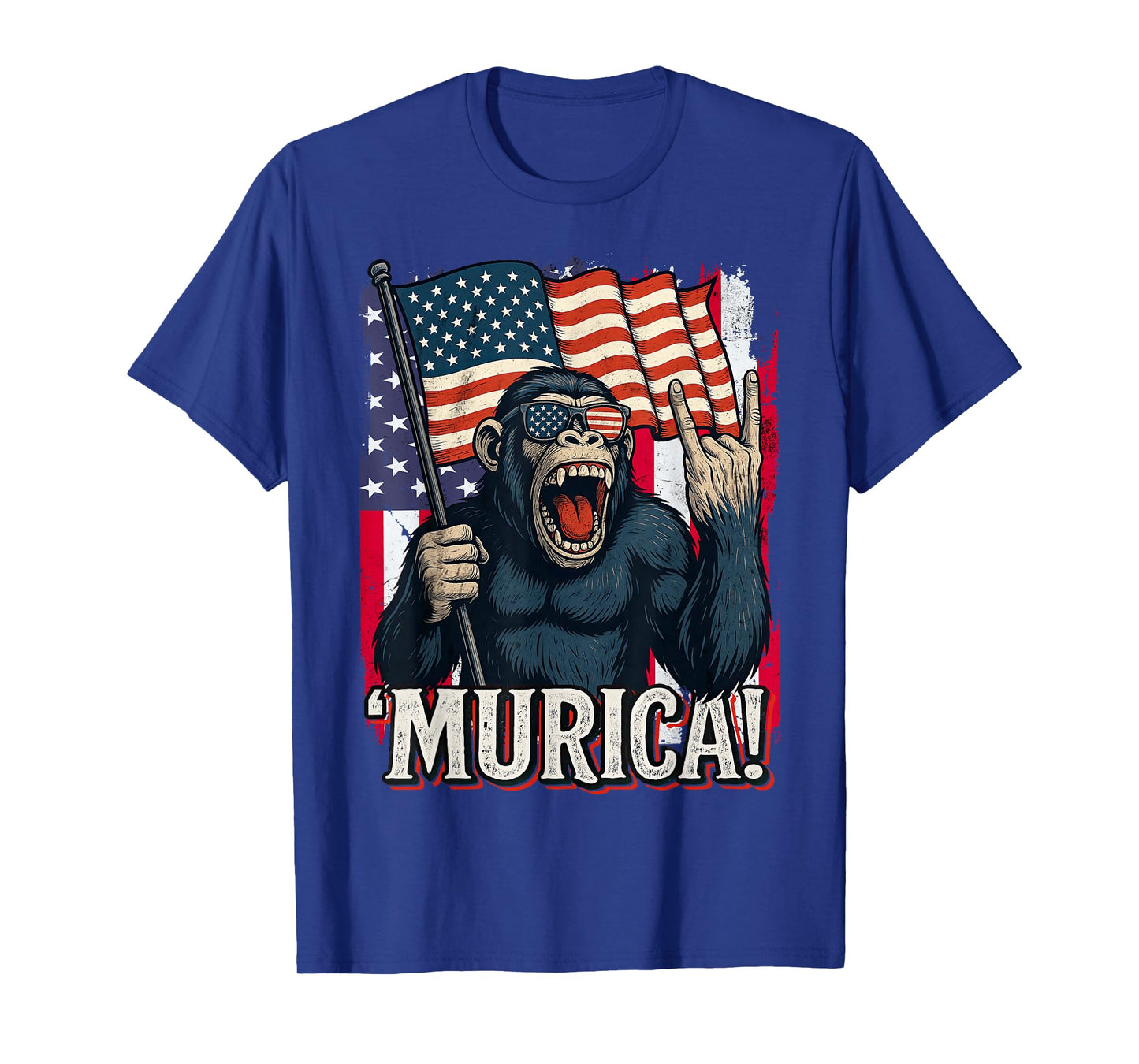 Murica Monkey 4th of July American Flag Patriotic USA T-Shirt