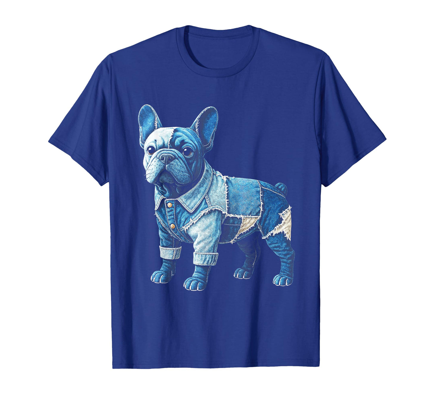 Denim Patchwork French Bulldog Art Cute Dog pet Gifts Men Women T-Shirt