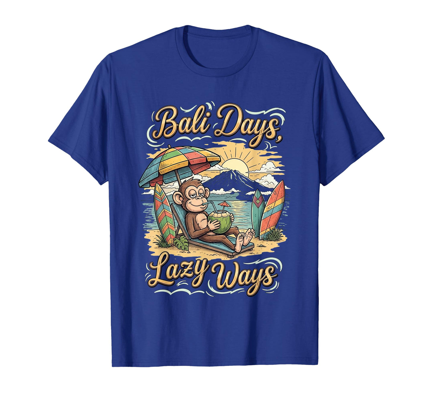 Bali Days Lazy Monkey Beach Vacation Graphic Souvenir T-Shirt