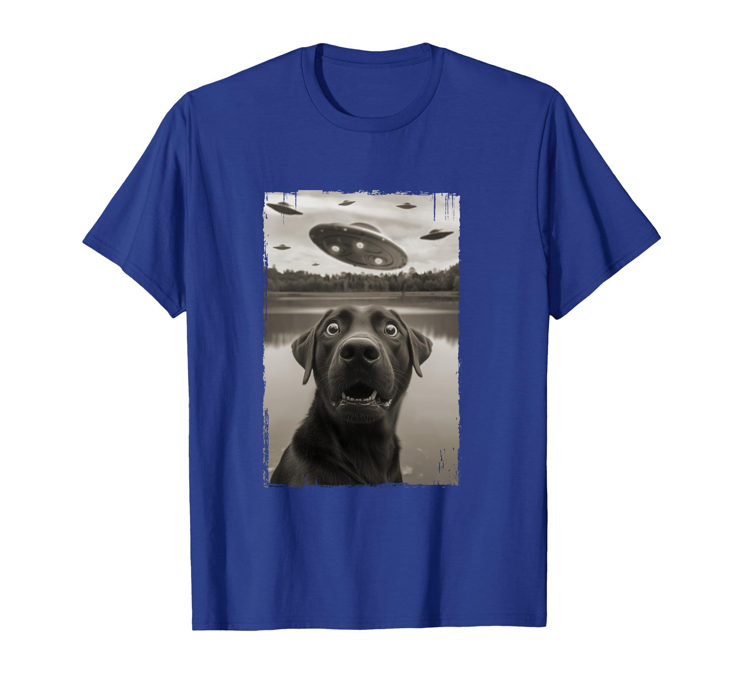 Classic Funny UFO and Labrador Retriever Selfie Long Sleeve T-Shirt