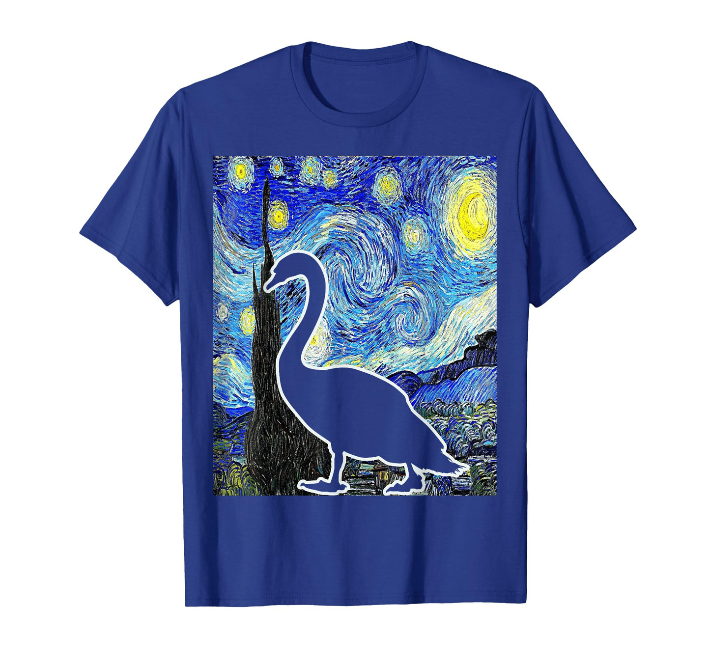Swan Starry Night Swan Van Gogh Birdwatching Ornithology T-Shirt