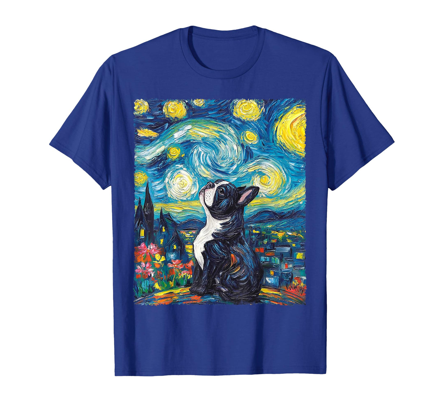 Van Gogh Starry Night French Bulldog T-Shirt