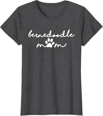 Bernedoodle Mom with Dog Pawprint for Human Fur Mama T-Shirt