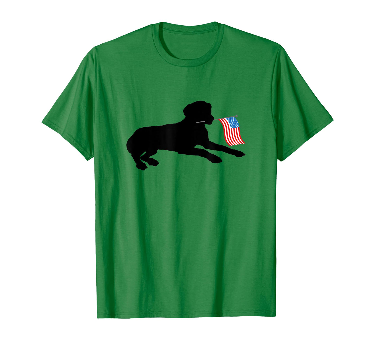 Black Lab Dog Holding July 4th Patriotic USA Flag T-Shirt T-Shirt