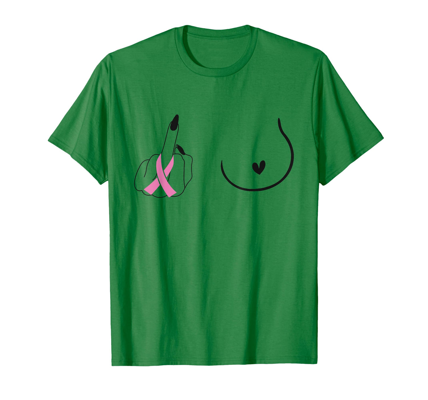 Breast Cancer Pink Ribbon Middle Finger Artistic Breast Mom T-Shirt