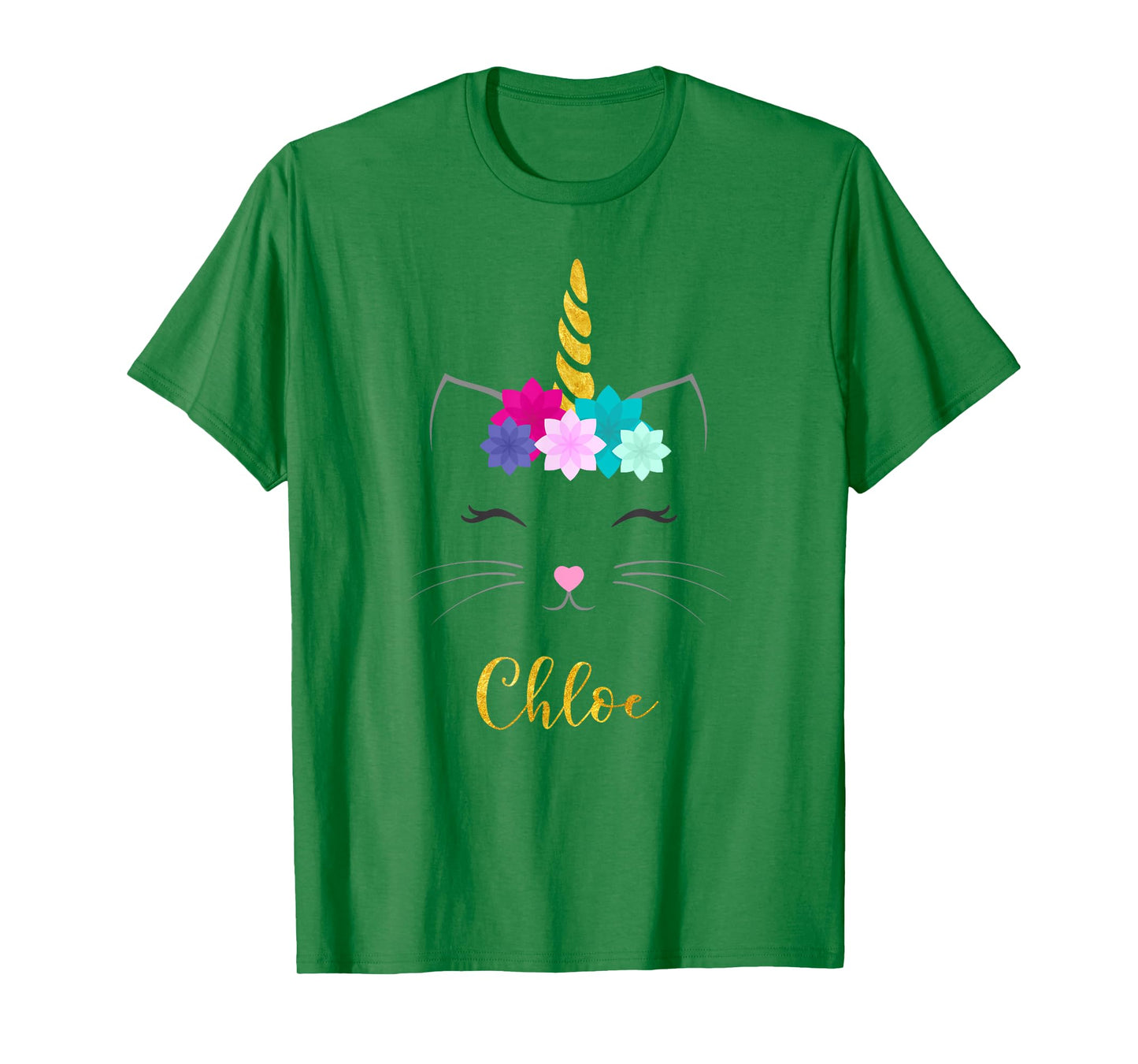 Chloe Name Shirt Cat Unicorn Personalized Birthday Gift