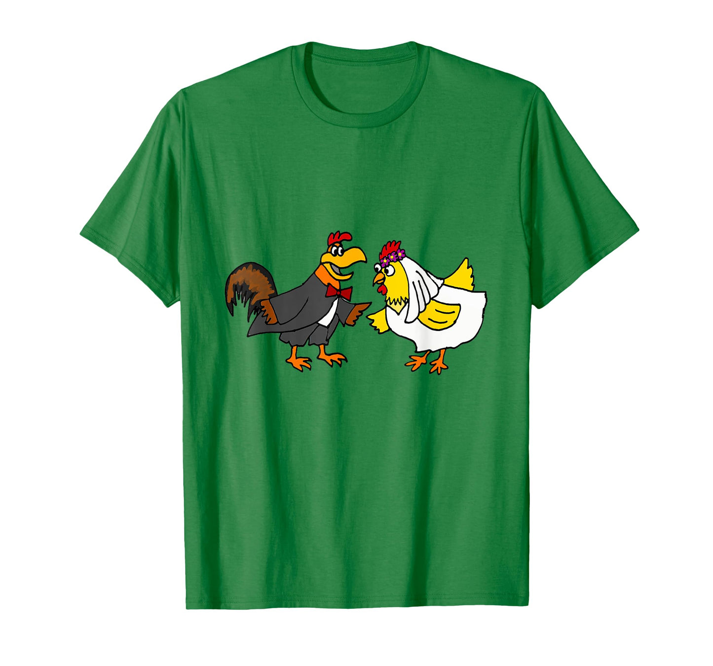Smilenowtees Funny Rooster and Hen Chicken Wedding T-shirt T-Shirt