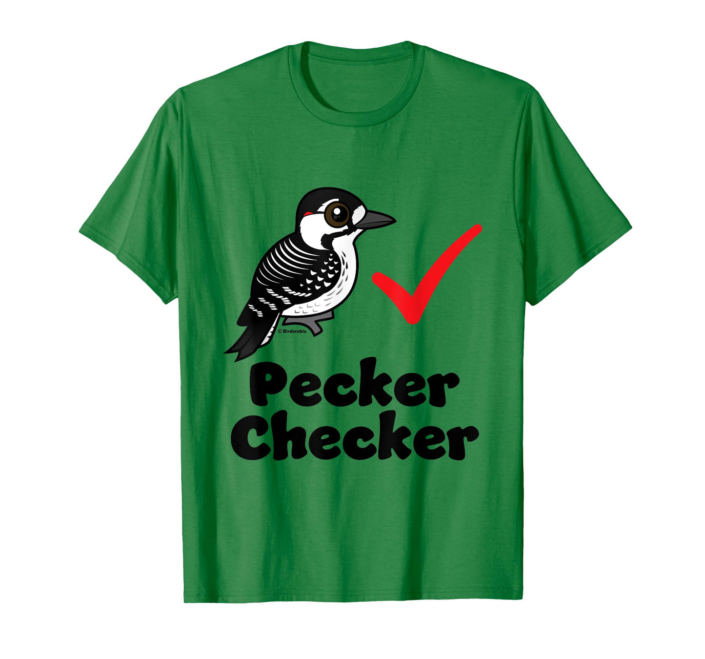 Cute Cartoon Red-cockaded Woodpecker Checker Funny Birder T-Shirt