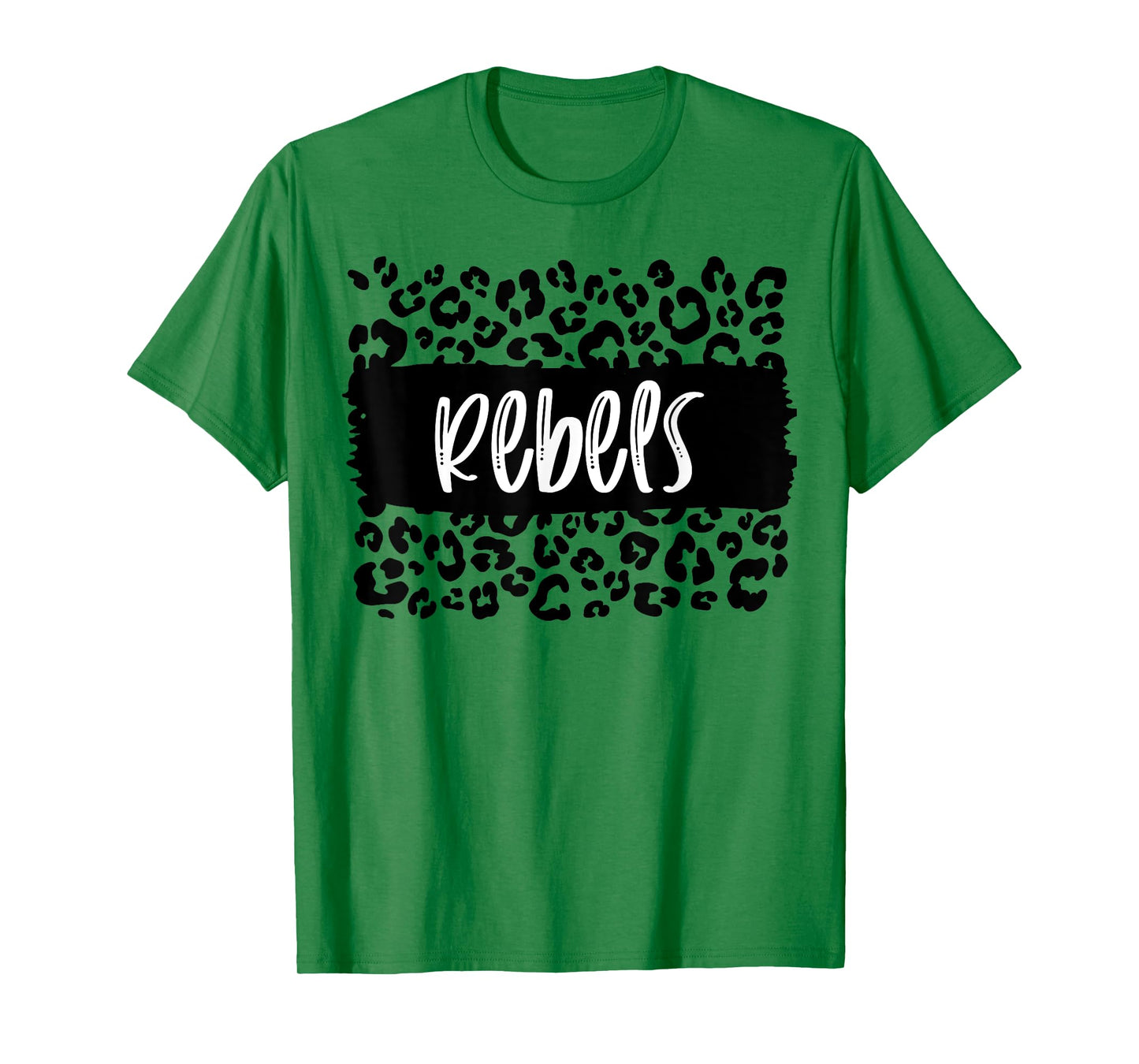 Rebels Team Mascot School Spirit Game Night Leopard Print T-Shirt