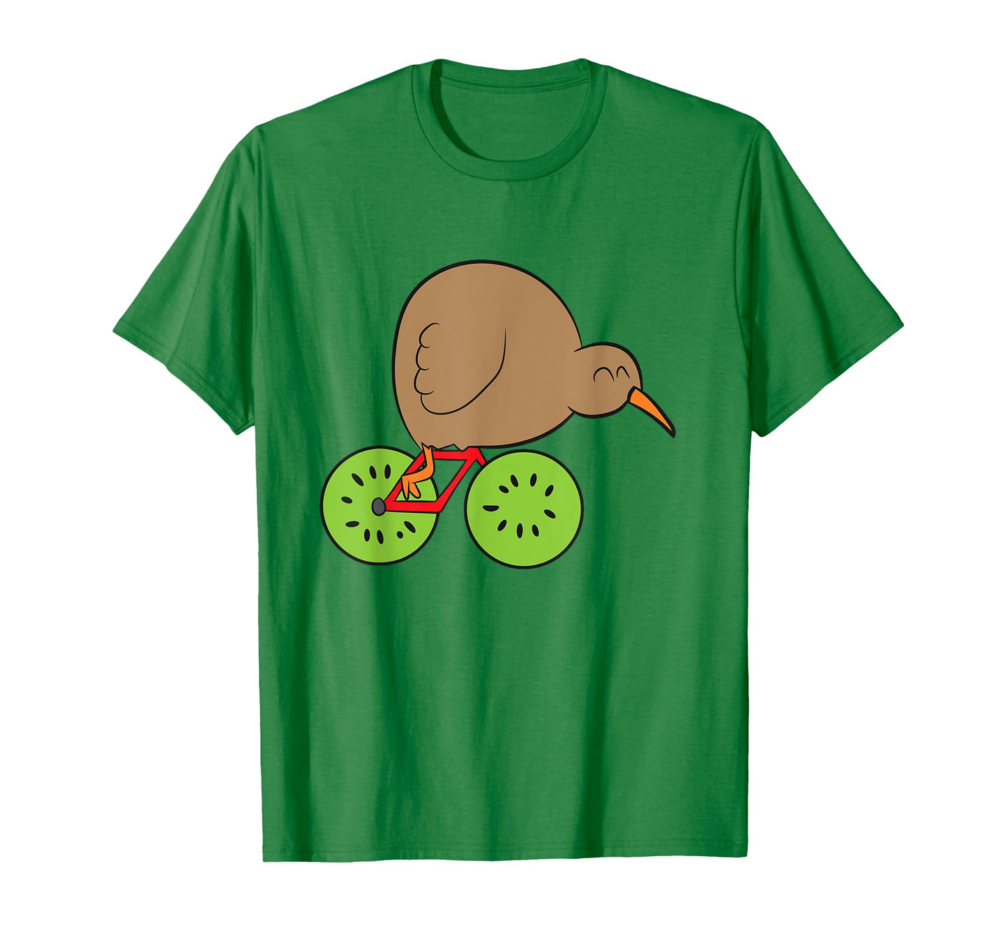 Funny Kiwi Fruit And Kiwi Bird New Zealand Cycling Kiwi Bird T-Shirt