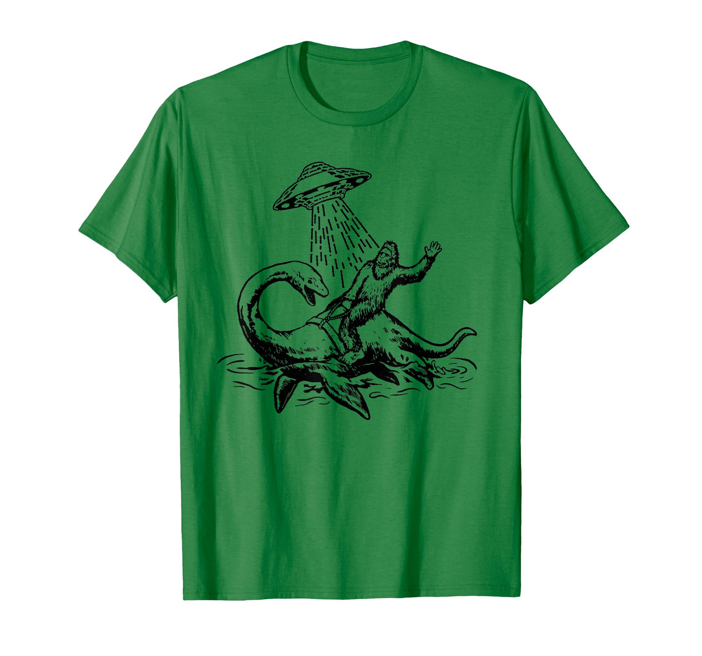 Bigfoot Riding Loch Ness Monster Funny Sasquatch Nessie T-Shirt