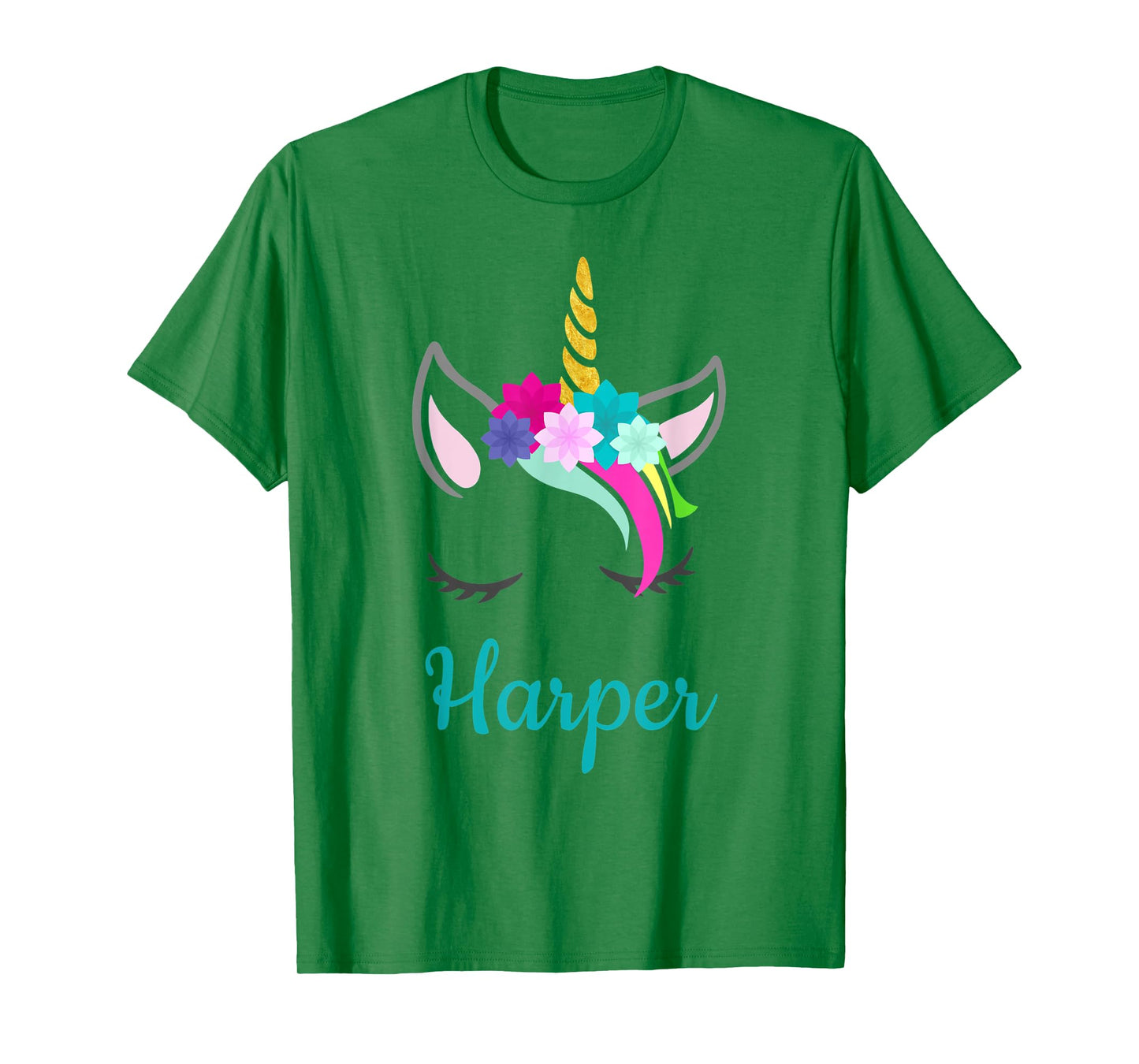 Harper Rainbow Unicorn Name T-Shirt