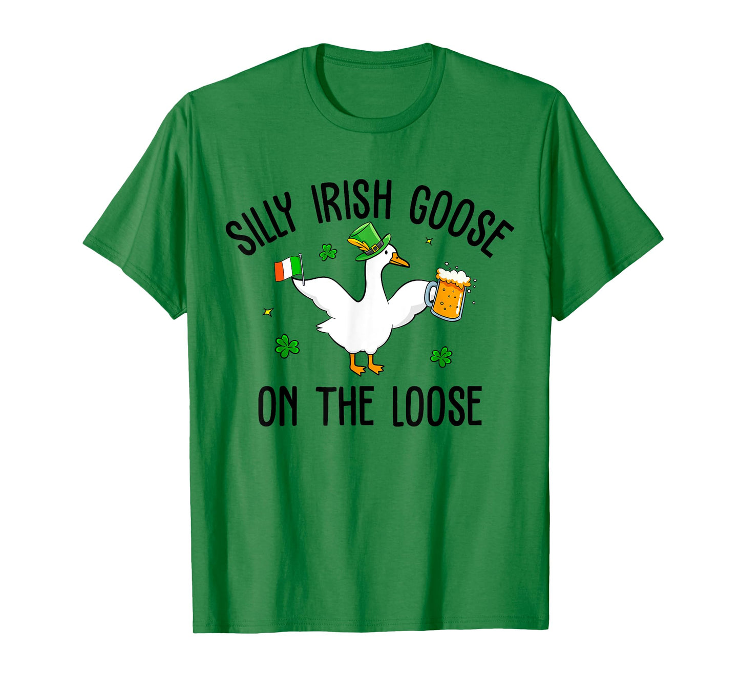 Groovy Silly Irish Goose On The Loose Happy St Patrick's Day T-Shirt