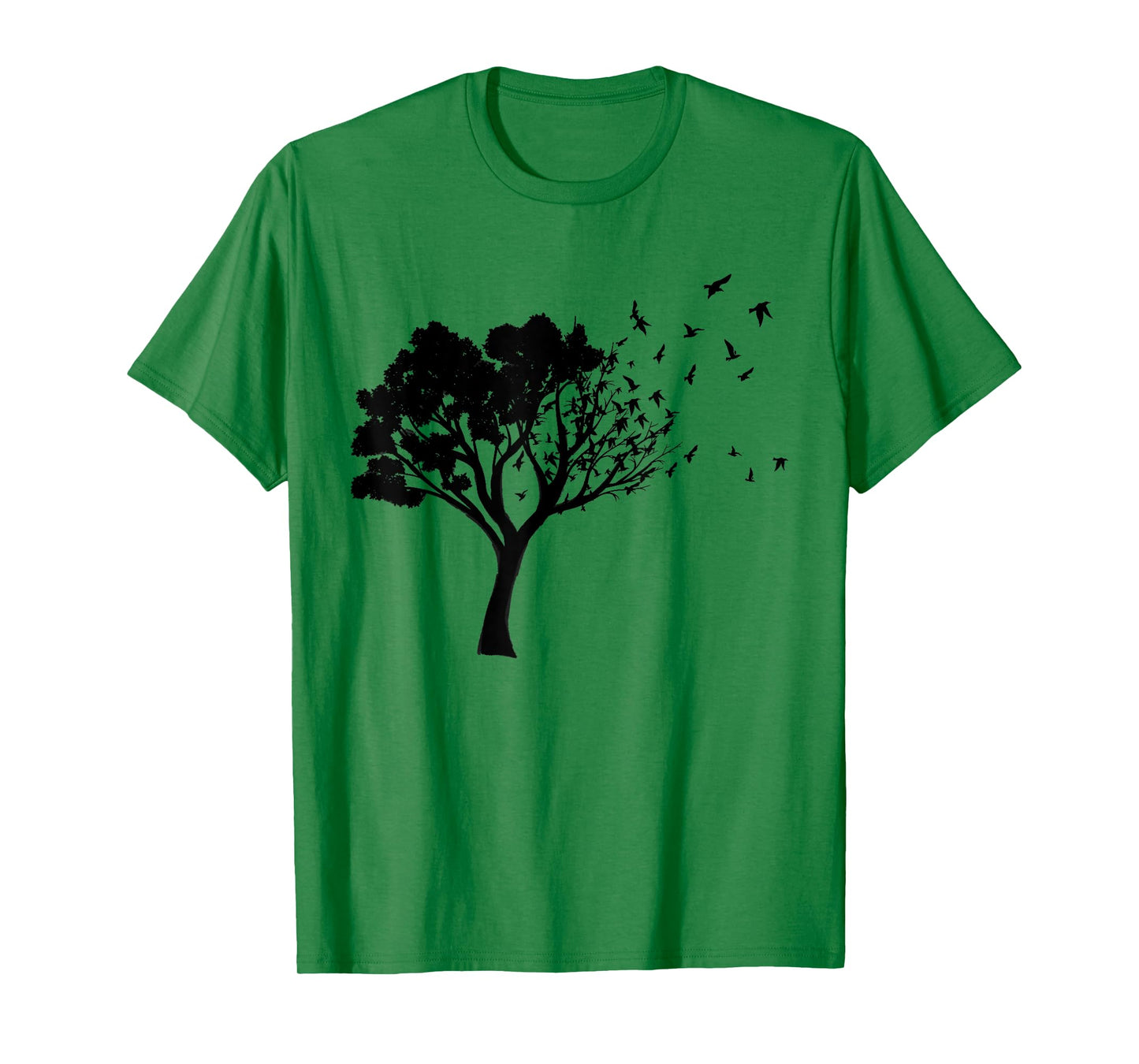 Black Tree And Birds Flying Away Free In Nature Silhouette T-Shirt