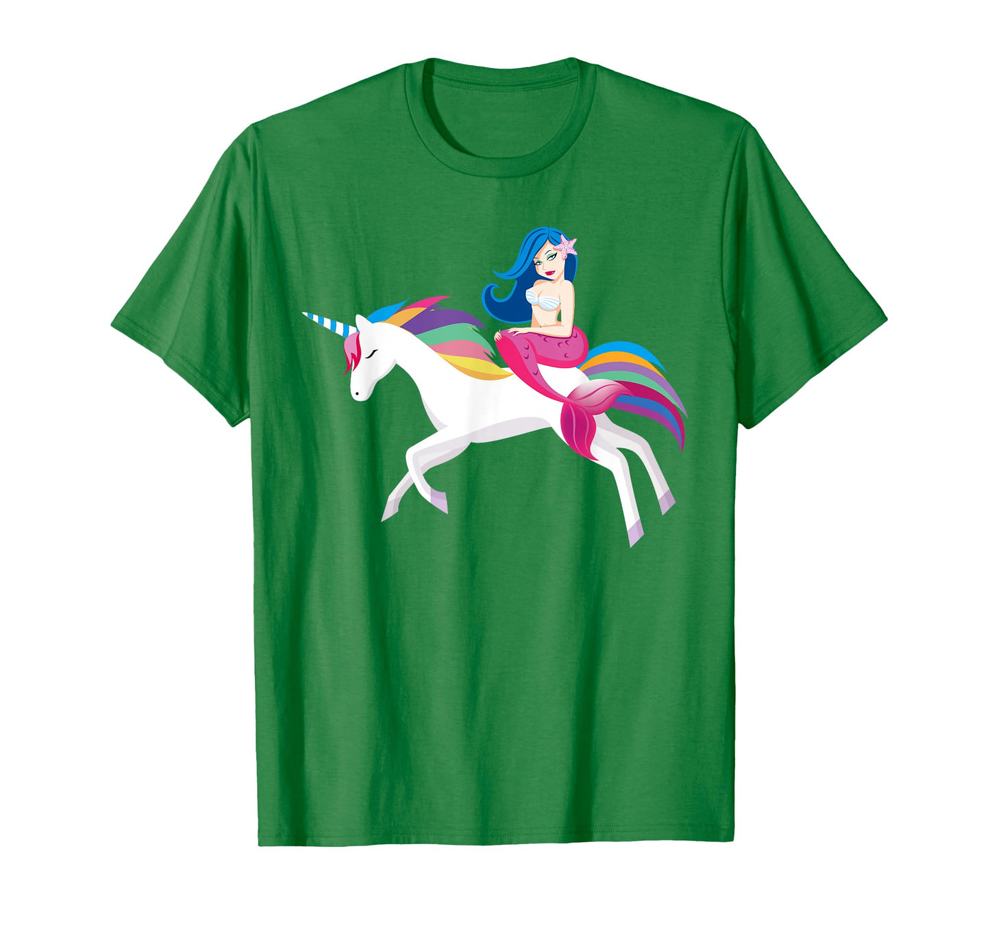 Unicorn Mermaid - Funny Mermaid Riding Unicorn T Shirt