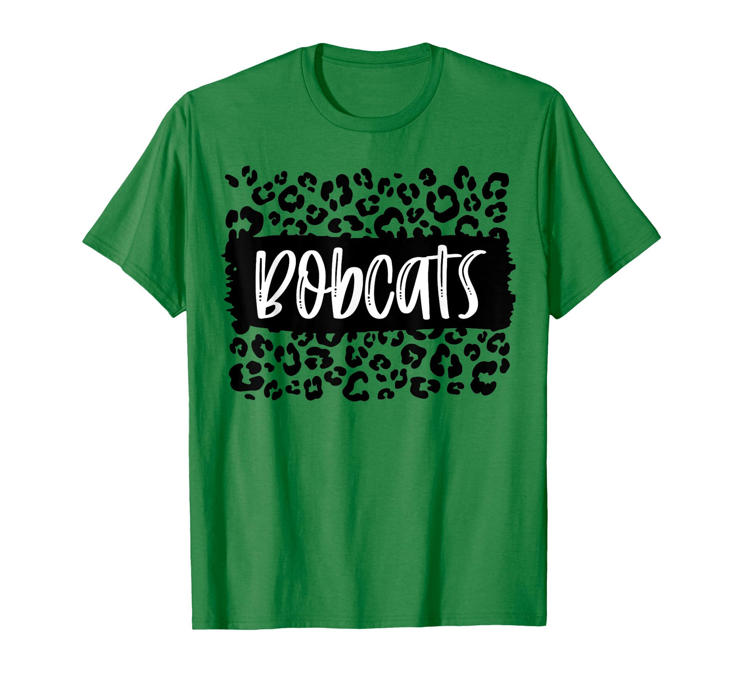 Bobcats Team Mascot School Spirit Game Night Leopard Print T-Shirt