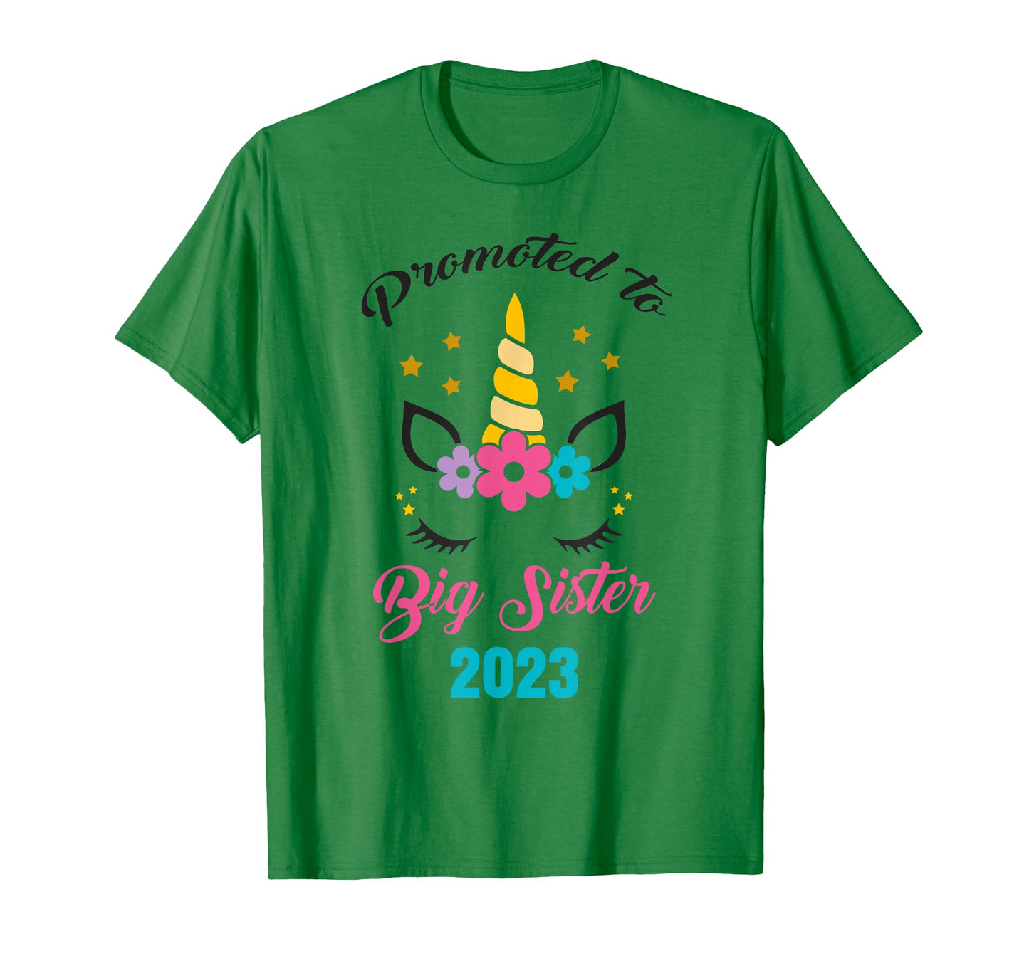 Cute Promoted to Big Sister 2023 Girls Unicorn T-Shirt