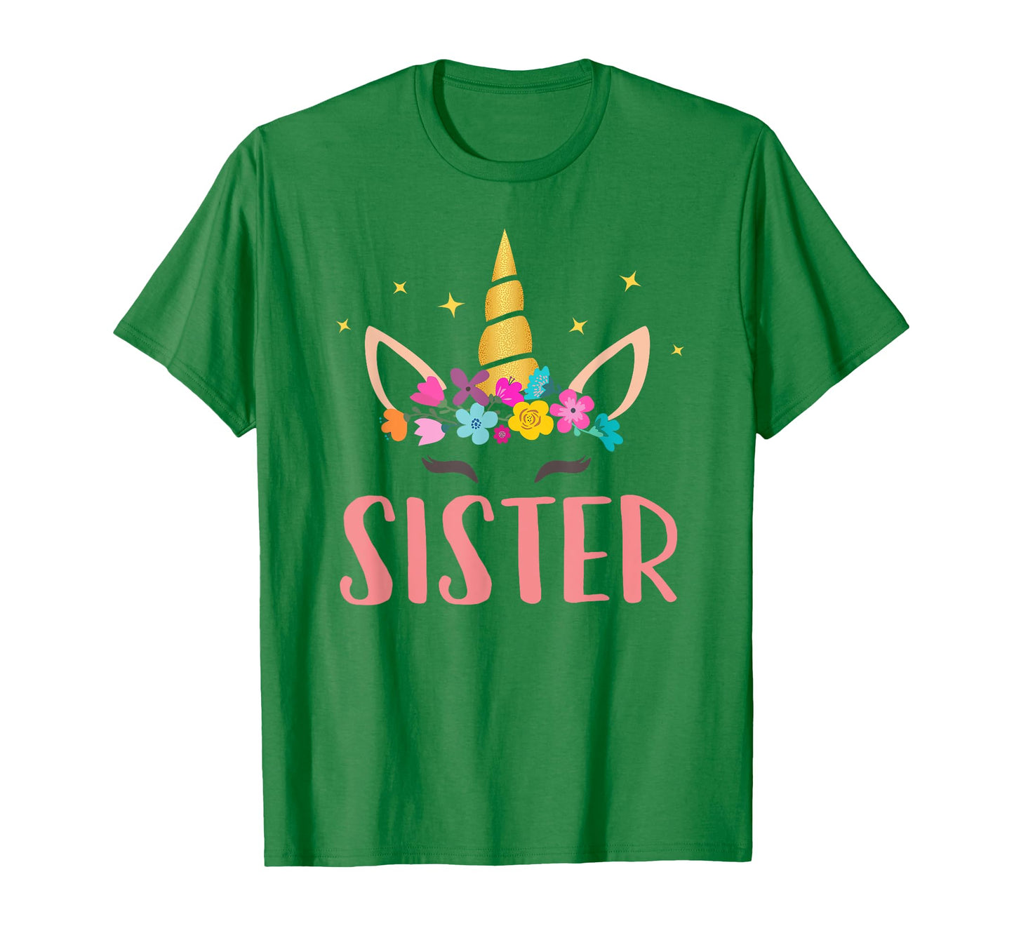 Sister Unicorn Floral Birthday Matching T-Shirt
