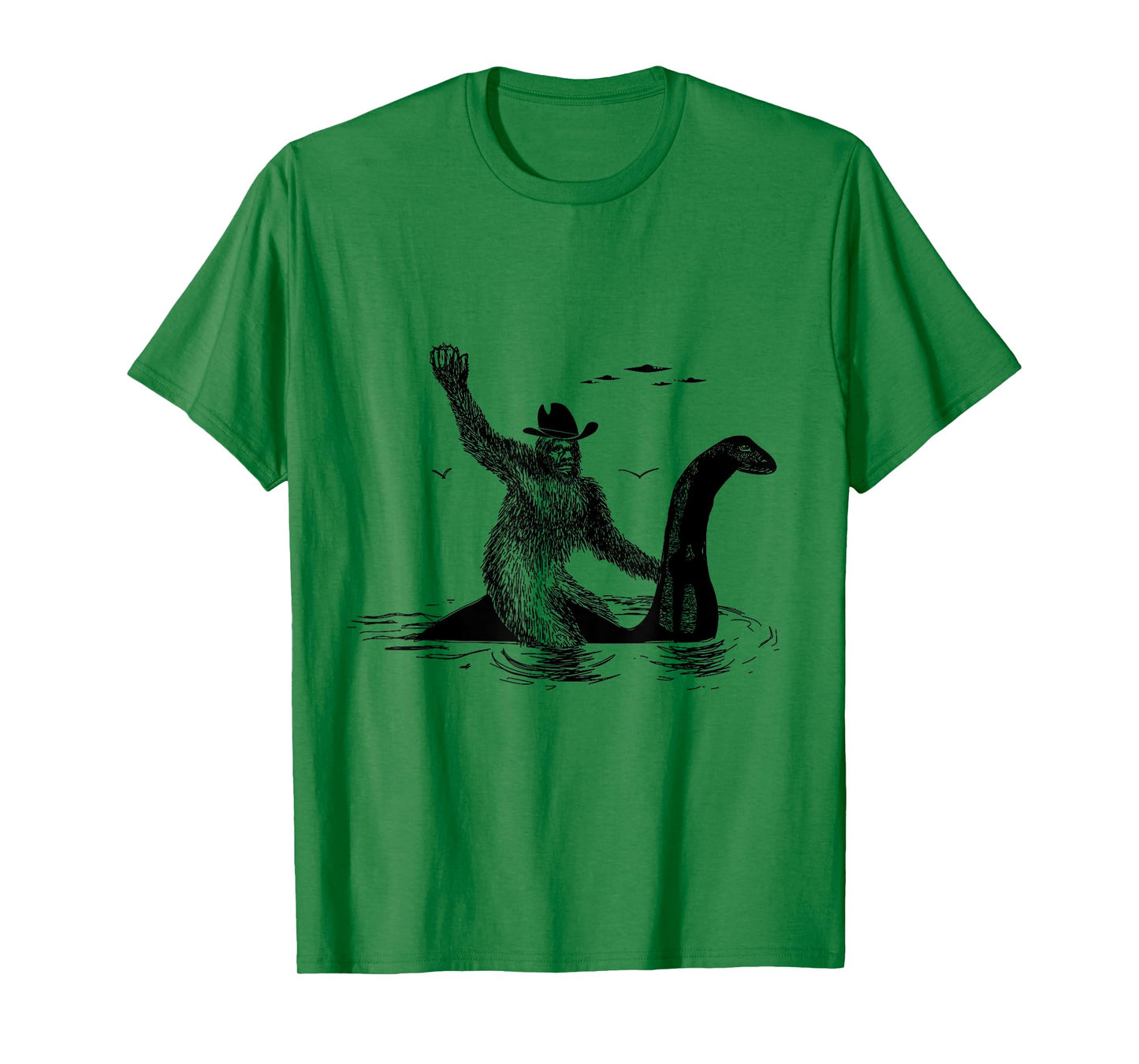 Check out my other Bigfoot T-Shirts Bigfoot Riding on Nessie Lochness, Cowboy, Yeti T-Shirt for Women, Men, Unisex-Adults, Grey, Small, Classic Fit, Short Sleeve, Cotton, Polyester