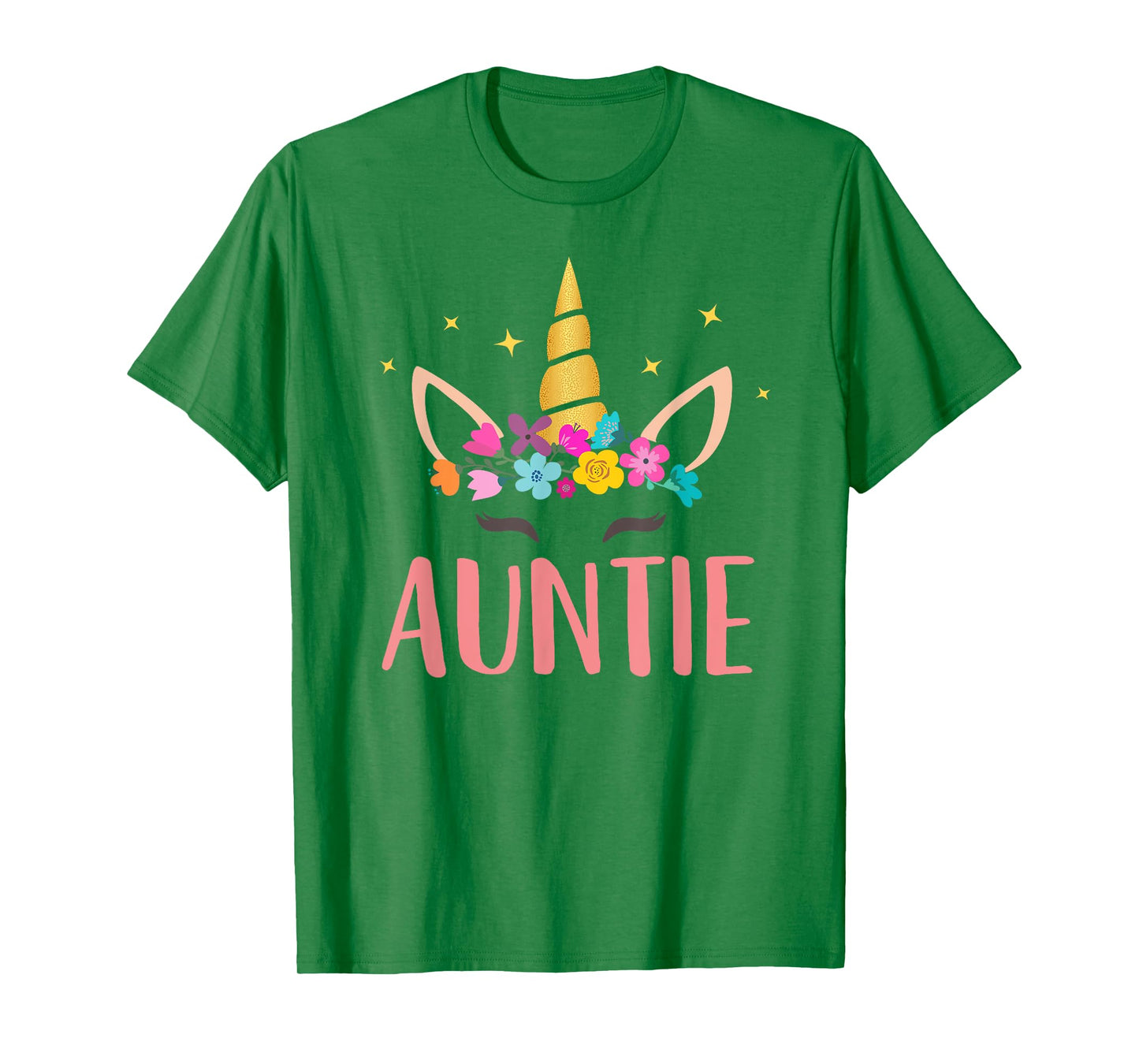 Auntie Unicorn Floral Birthday Matching T-Shirt