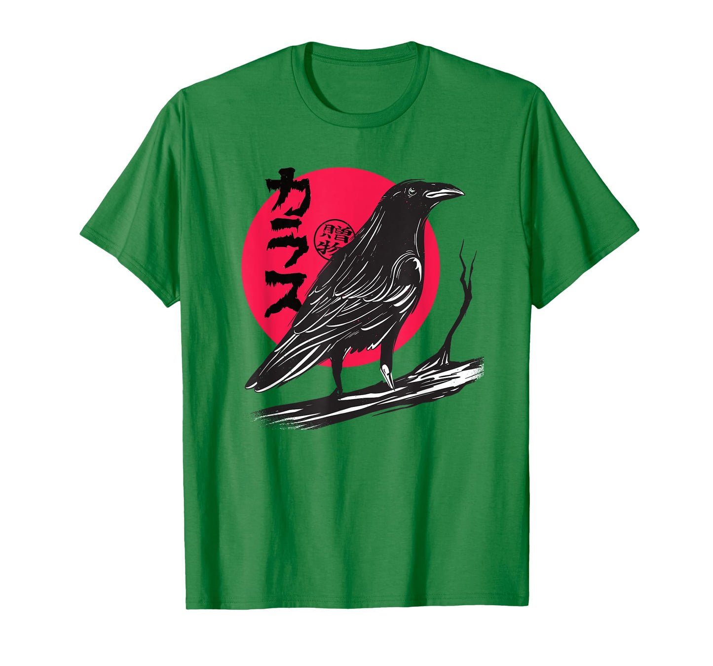 Red Moon Raven Crow Bird Japanese T-Shirt