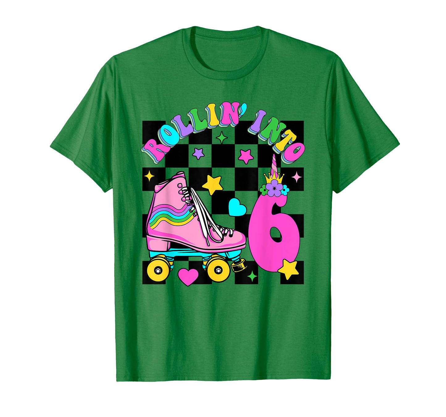 Rolling Into 6 Years Old Skater 6th Birthday Kids Girls T-Shirt