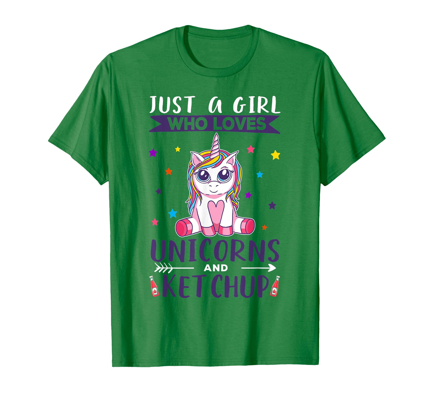 Just A Girl Who Loves Unicorns And Ketchup Unicorn T-Shirt