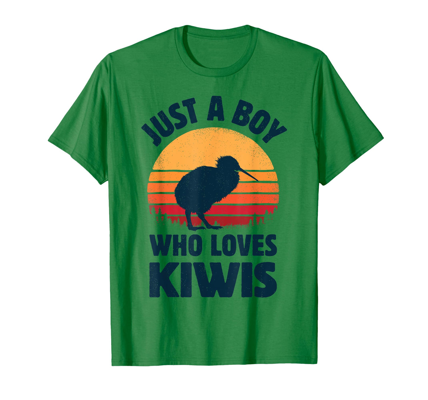 Kiwi Just A Boy Who Loves Kiwis Bird Retro Vintage Sunset T-Shirt
