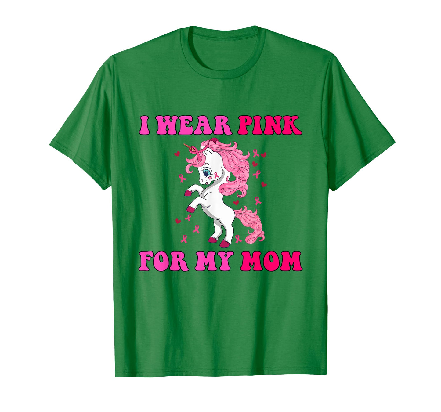 I Wear Pink For My Mom Fun Unicorn Breast Cancer Awareness T-Shirt
