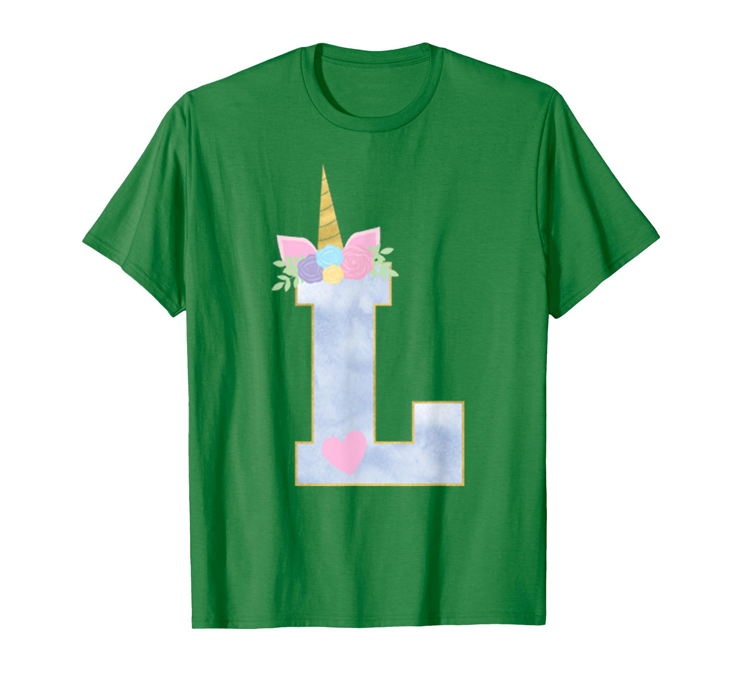 Initial L Unicorn Alphabet Letter for Girls T-Shirt